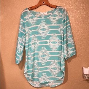 Teal Aztec top